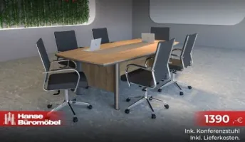 Morina Konferenztisch, 200 cm, K. Mese inkl. Konferenzstuhl