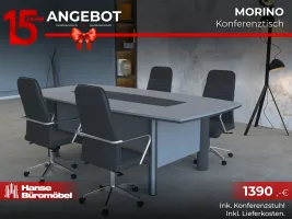Morina Konferenztisch Anthrazit inkl. Konferenzstuhl
