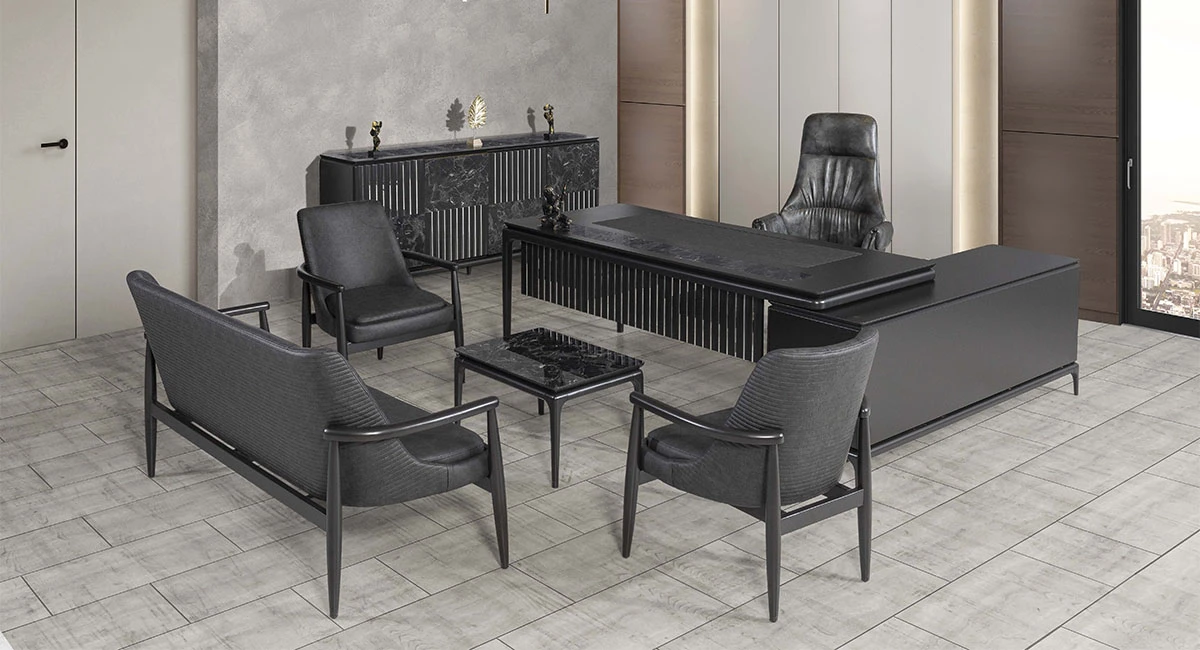 STYLE VIP L-FORM Büromöbel-Set, schwarz, inkl. Couch-Set / Anthrazit-schwarz - 10