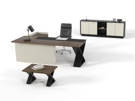 MERCURE PLUS M Büromöbel-Set, L-Form rechts / Beige-Anthrazit