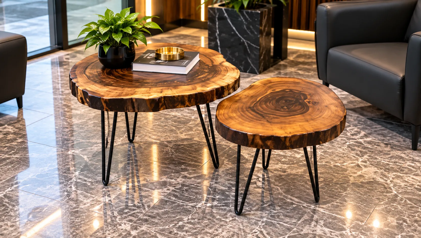 Beistelltisch Wallnus massiv Naturholz klein