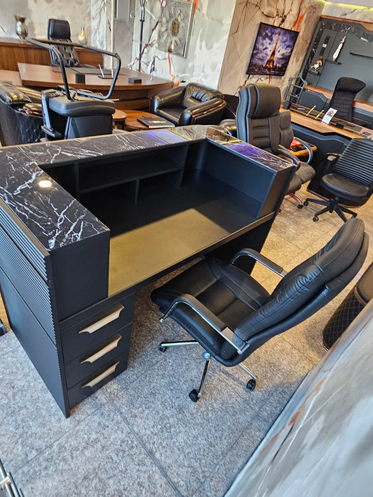 Excelance-Mini Empfangstresen, 160 cm, schwarz - 1