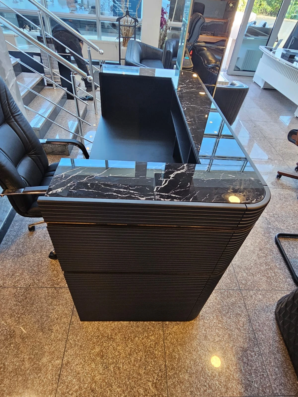 Excelance-Mini Empfangstresen, 160 cm, schwarz - 3