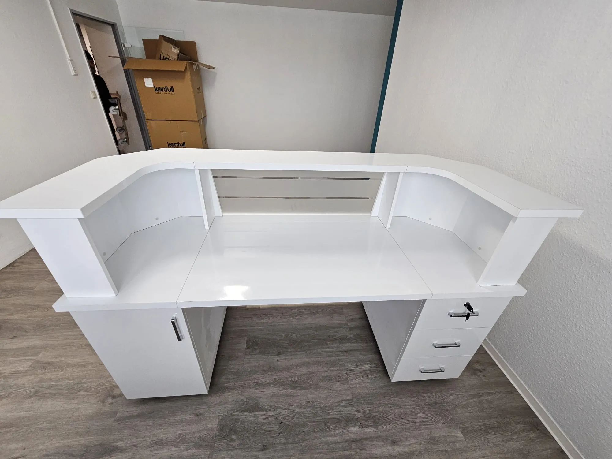 Klass 200 cm weiß Empfangstresen - 1