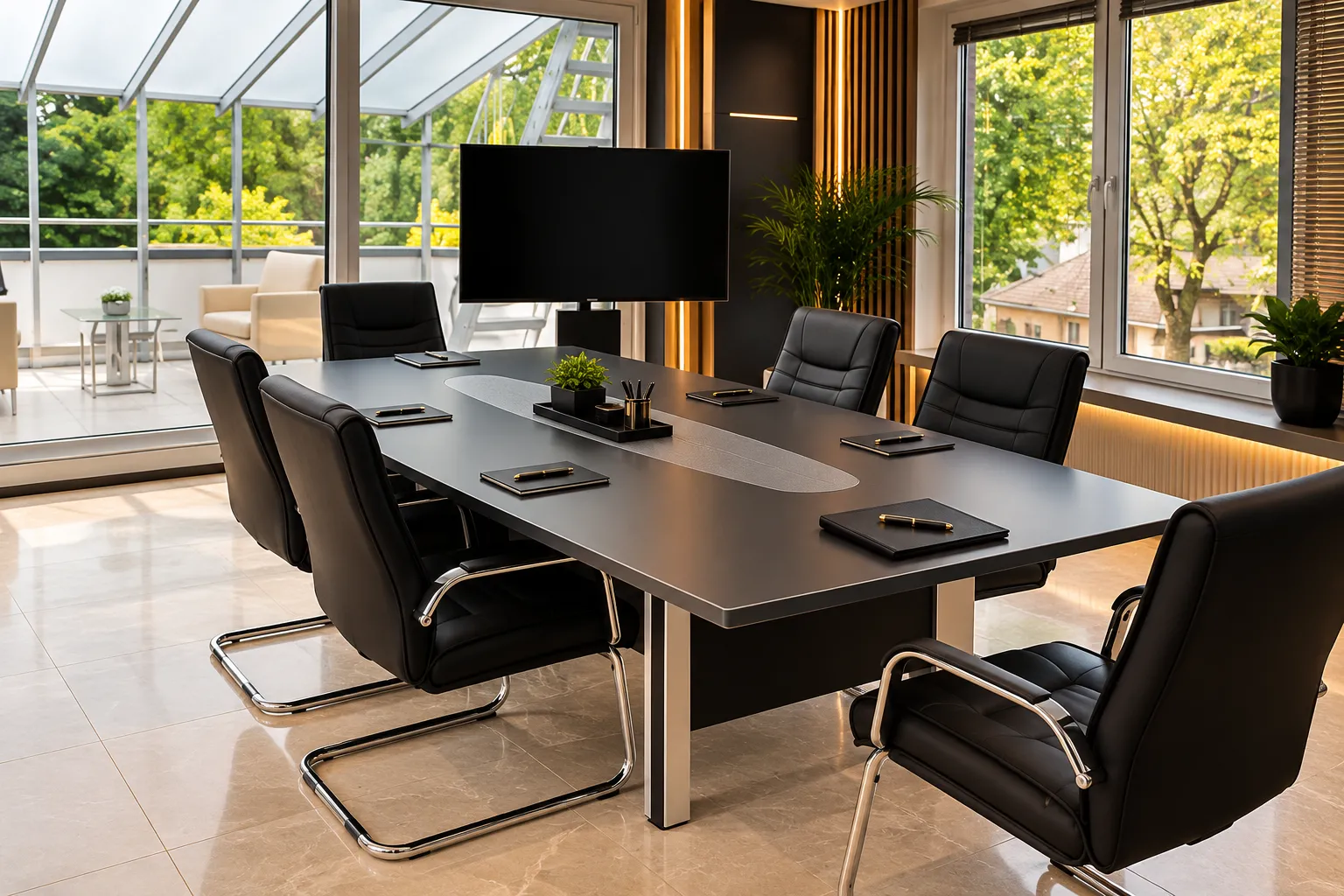 Morina Konferenztisch – 240 cm schwarz/ grau