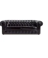 Chester Couch-Set, schwarz, Fuß Walnuss