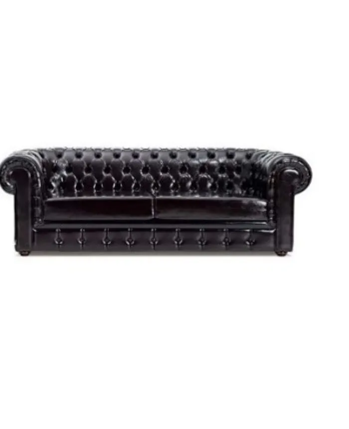 Chester Couch-Set, schwarz, Fuß Walnuss