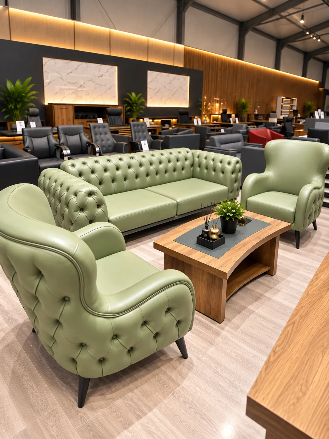 Chester Sofa-Set mit Ohrensesseln – Elegantes Grün – Ansicht 2