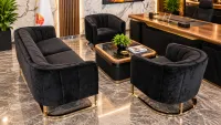 Excelance Couch-Set, Stoff, schwarz