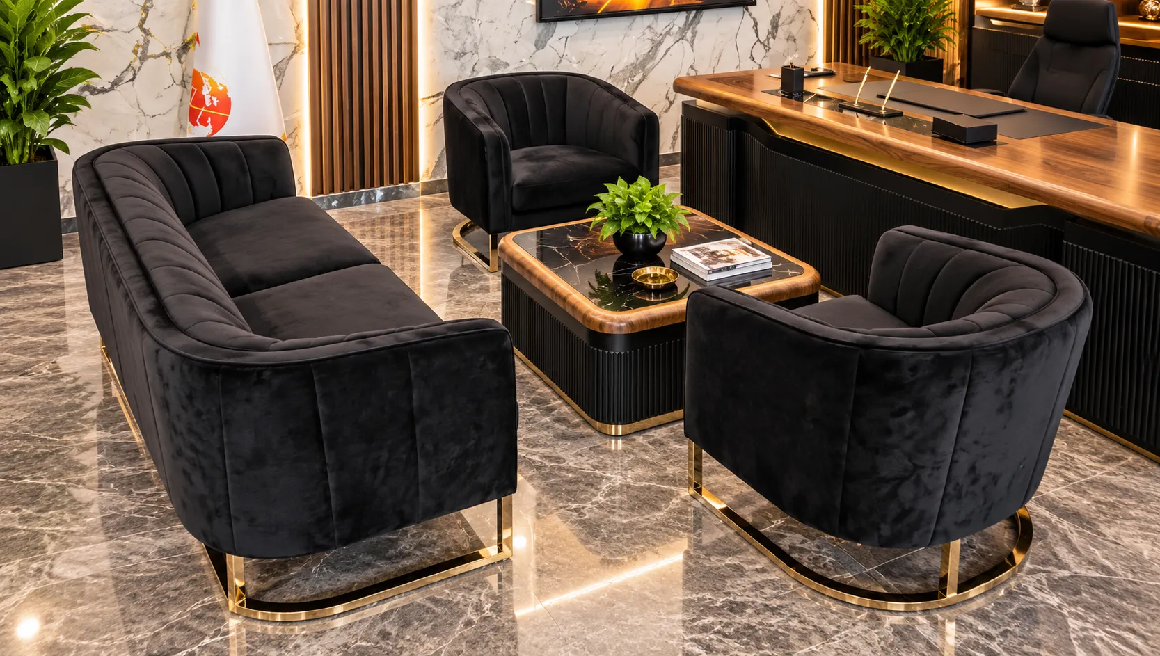 Excelance Couch-Set, Stoff, schwarz