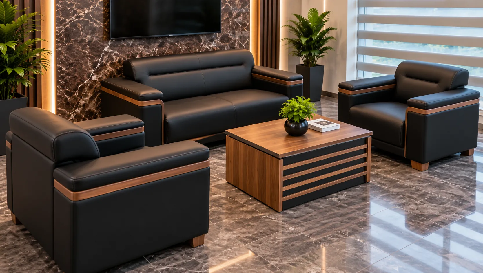 New Diamond Couch-Set, schwarz-braun