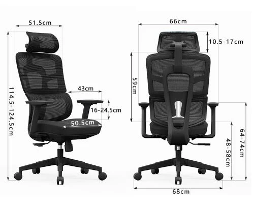 A003-S Ergonomischer Bürostuhl -schwarz – Ansicht 7