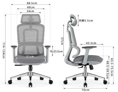 A008-1 Boss Sessel mit hoher Rückenlehne-grau – Ansicht 7