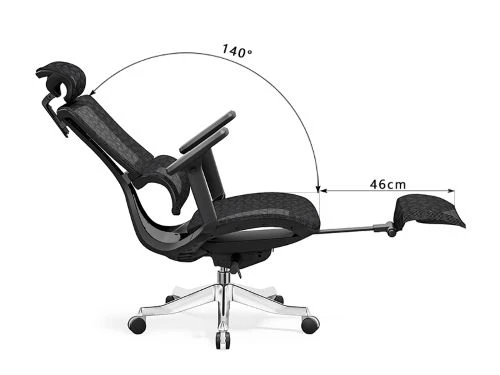 K001 Ergonomischer Bürostuhl mit hoher Rückenlehne-schwarz gemustert - 3