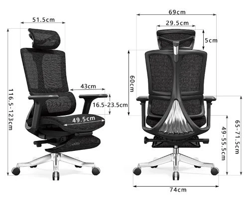 K001 Ergonomischer Bürostuhl mit hoher Rückenlehne-schwarz gemustert - 5