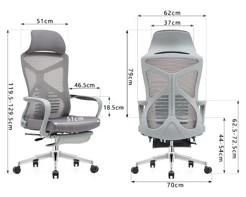 K269-2 Ergonomischer Bürostuhl mit hoher Rückenlehne-grau - 7
