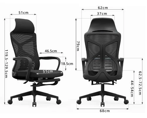 K269 Ergonomischer Bürostuhl mit hoher Rückenlehne-schwarzK269 Ergonomischer Bürostuhl mit hoher Rückenlehne-schwarz - 5